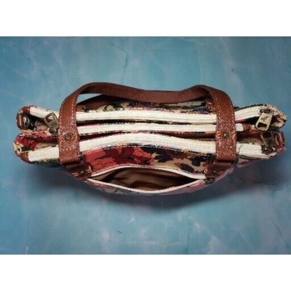 SAKROOTS Shoulder Bag BOHO FLOWER POWER Maroon Crimson Peace Floral EXCELLENT - Picture 4 of 15